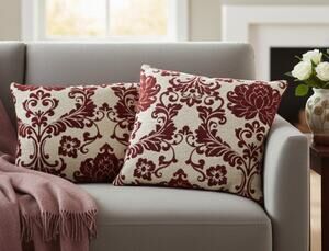 Creative Home Tapestry Decorative Accent Pillows Red White Set of 2